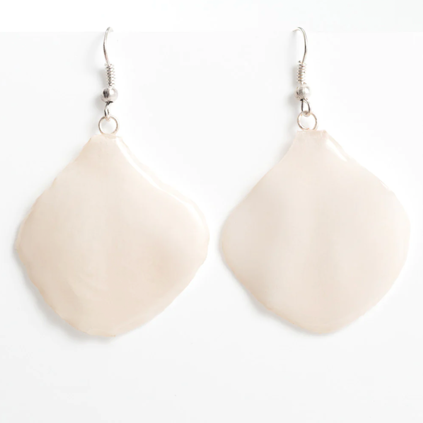 White Dendrobium Orchid Petal Earrings - Small